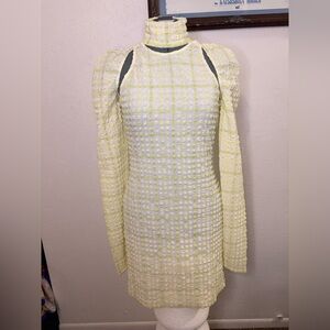 Nanushka Yellow and White Long Sleeve Dress
